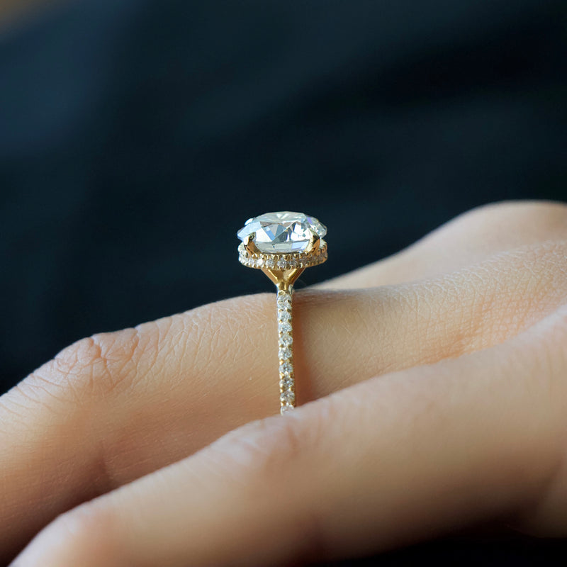 1.50 - 3.50 CT Round  Lab Grown Diamond Hidden Halo Engagement Ring With Pave Setting