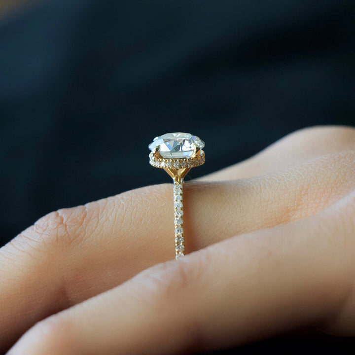 1.50 - 3.50 CT Round  Lab Grown Diamond Hidden Halo Engagement Ring With Pave Setting