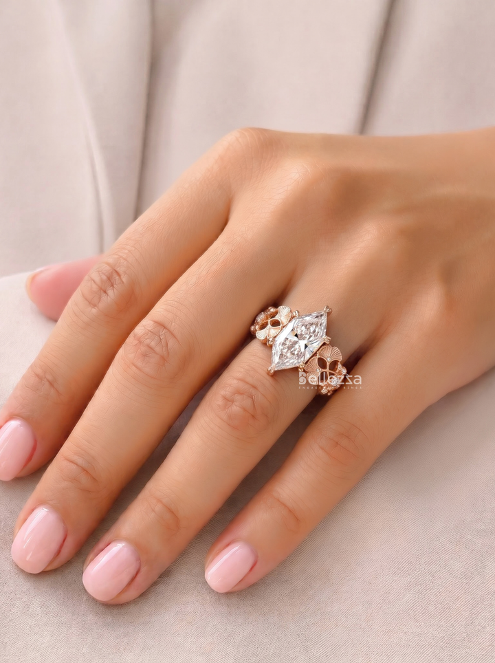 2.0CT Nature Inspired Dutch Marquise Lab Grown Diamond Engagement Ring