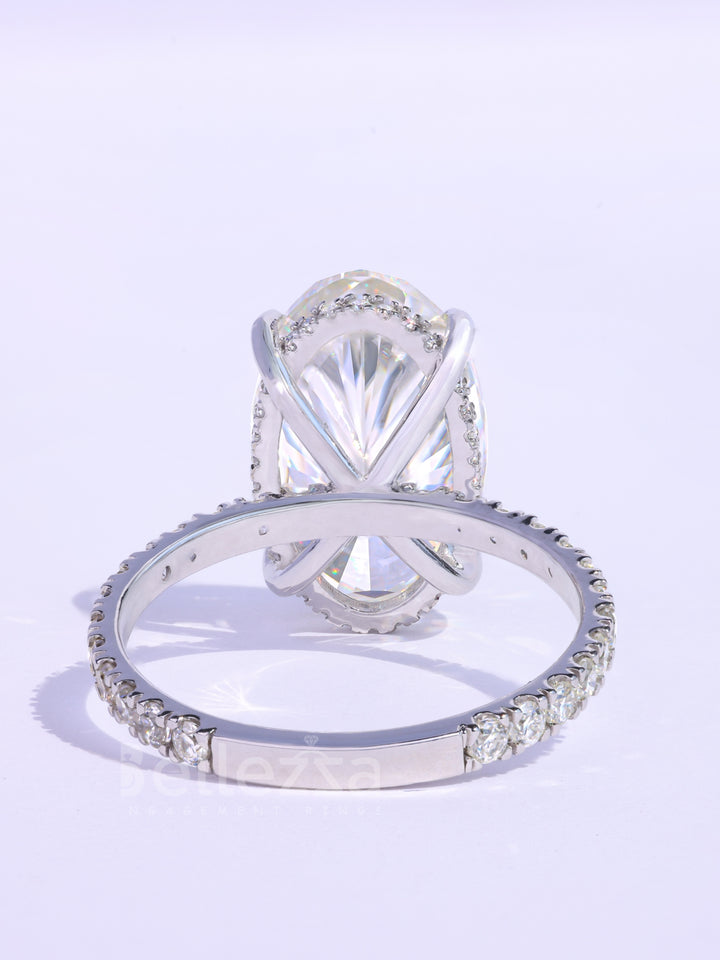 4.50CT Oval Cut Pave Setting Moissanite Engagement Ring