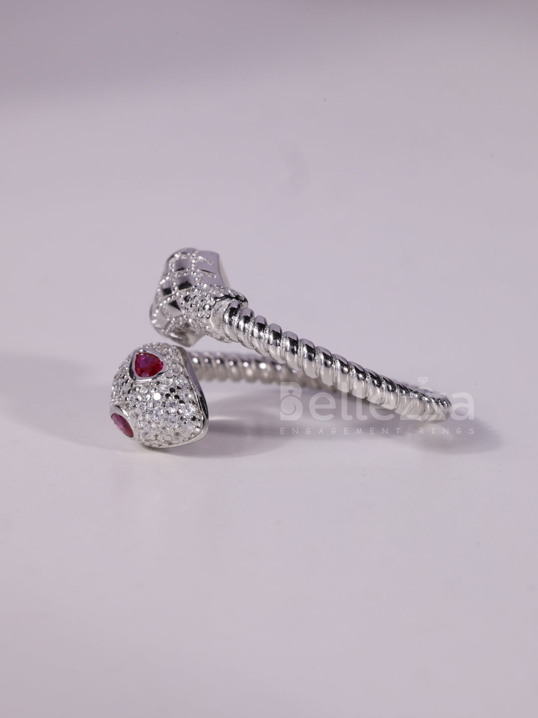 0.40TCW Pink Pear Cut Diamond Snake Style Unique Spiral Ring