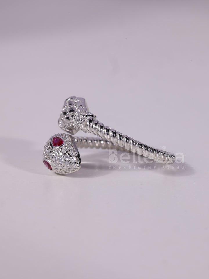 0.40TCW Pink Pear Cut Diamond Snake Style Unique Spiral Ring