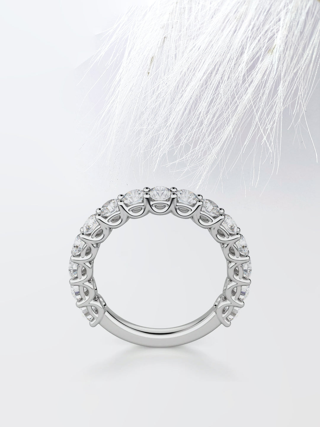 Round Cut Semi Eternity (3\4) Diamond Wedding Band For Women