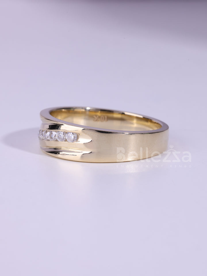1.0CTW Round Cut Channle Set Men's Wedding Band