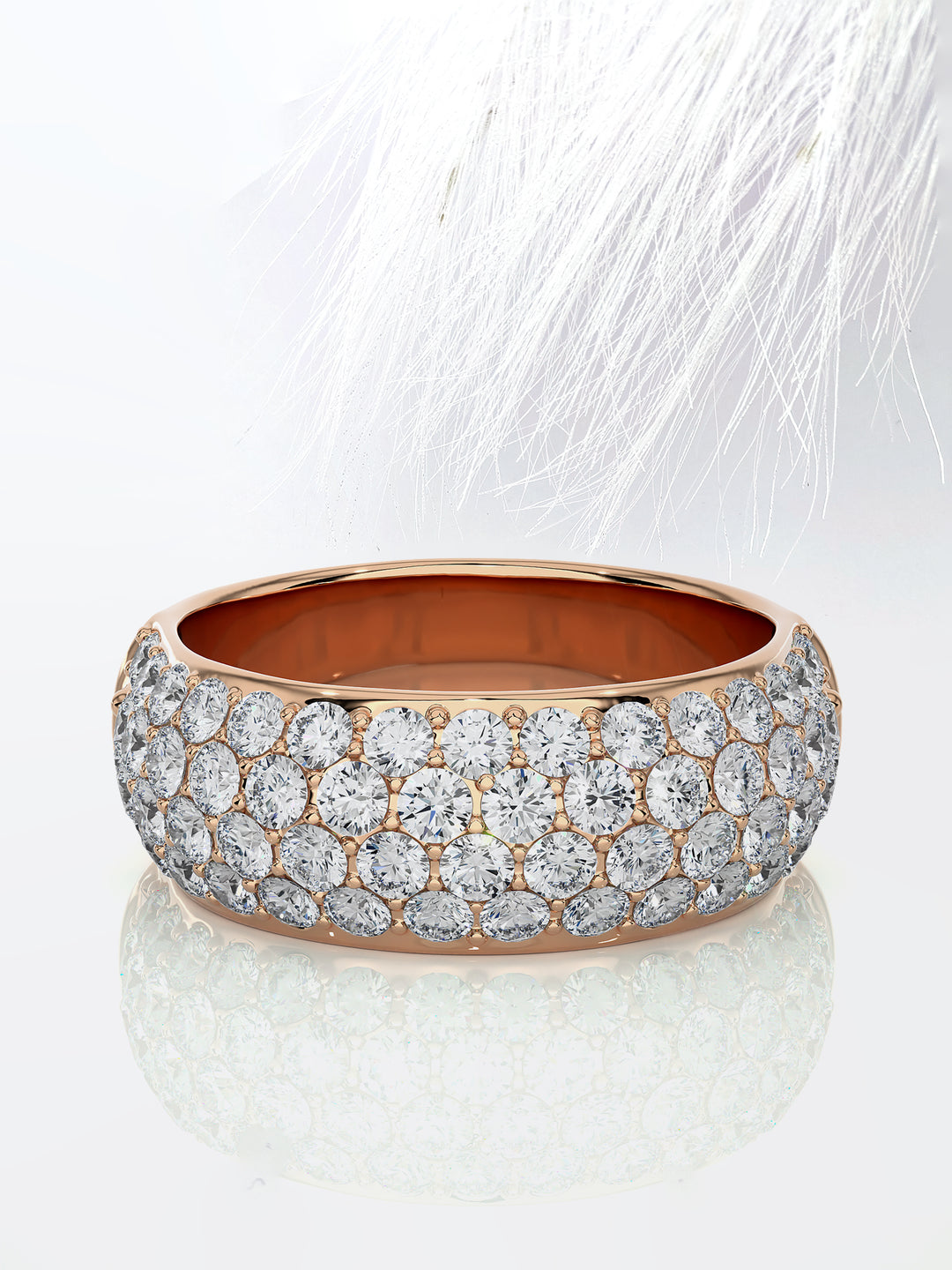 Round Cut Clustered Moissanite Men's Wedding Band In White Gold