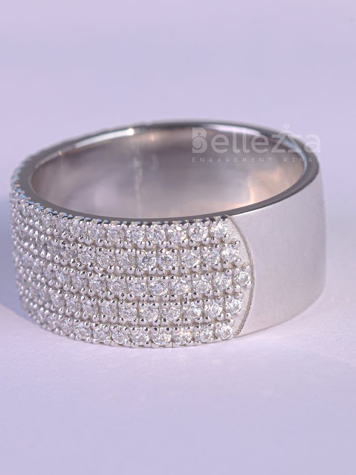 1.50TCW Round Cut Half Eternity Moissanite Wedding Band