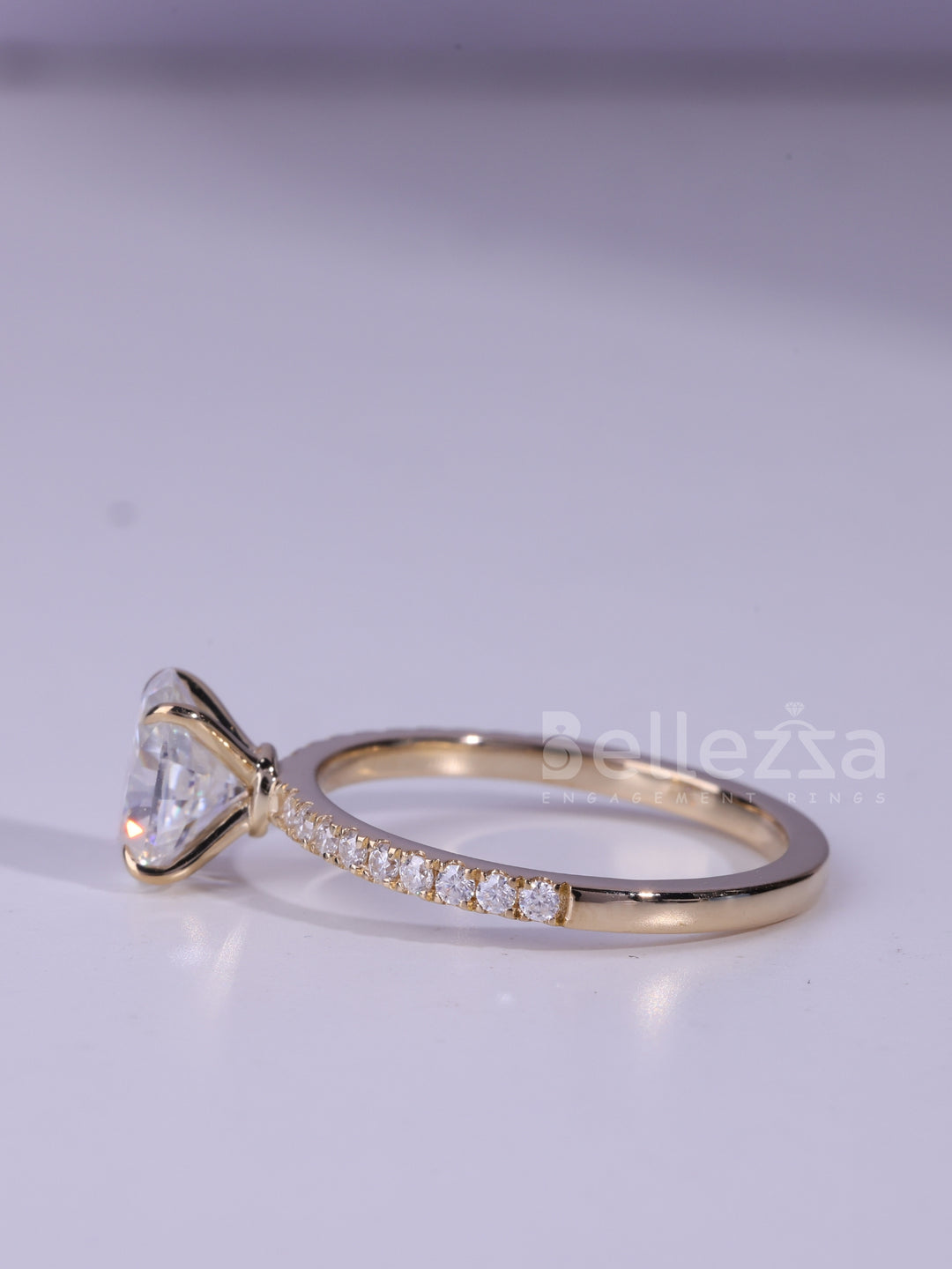 1.0CT Oval Cut Pave Setting MOissanite Engagement Ring