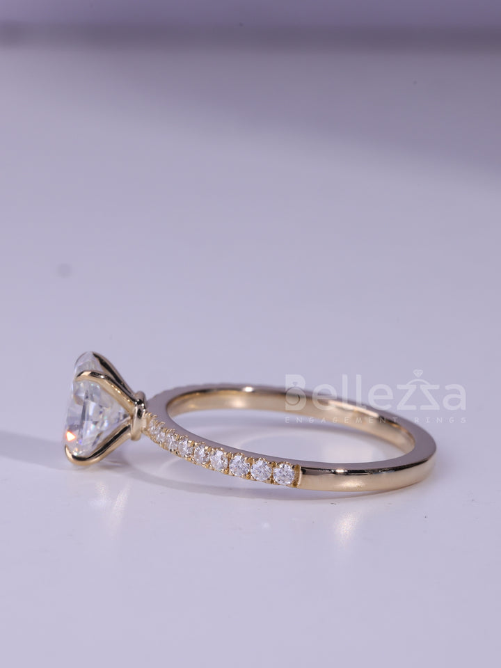 1.0CT Oval Cut Pave Setting MOissanite Engagement Ring