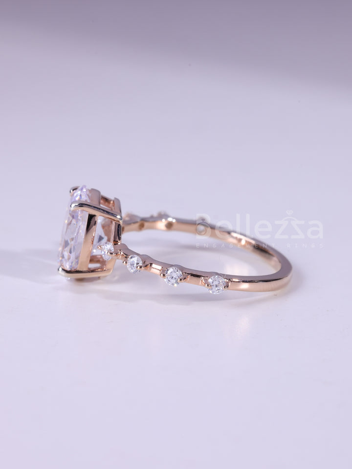 1.20CT Oval Cut Diamond Dainty Pave Setting Moissanite Engagement Ring