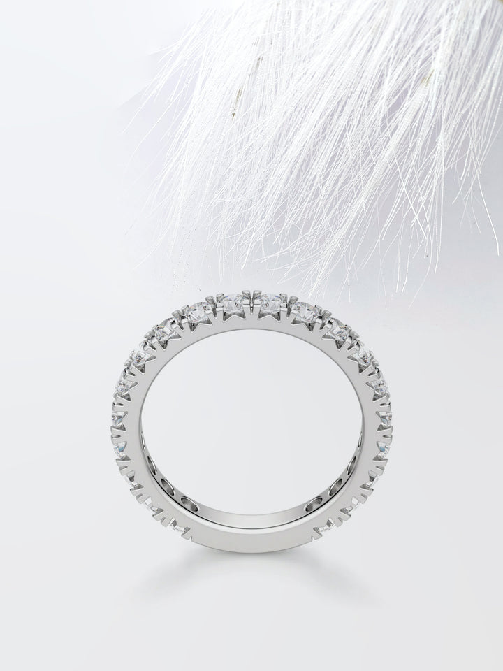 Round Cut 3/4 Eternity Diamond Wedding Band For Women