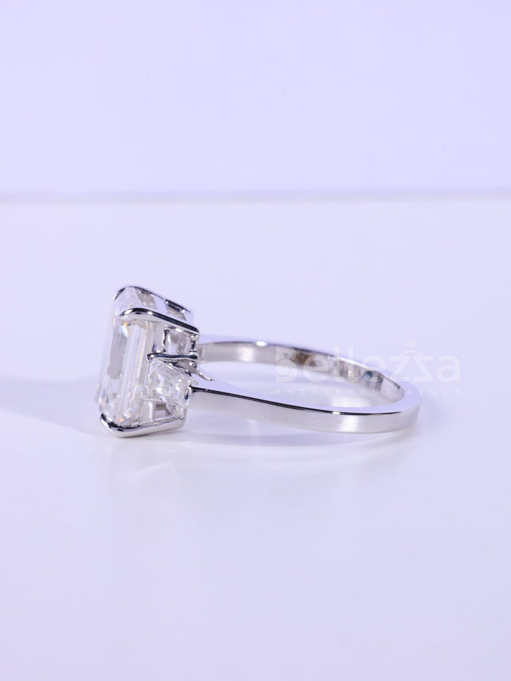 2.0CT-3.0CT Emerald Cut Three Stone Engagement Ring
