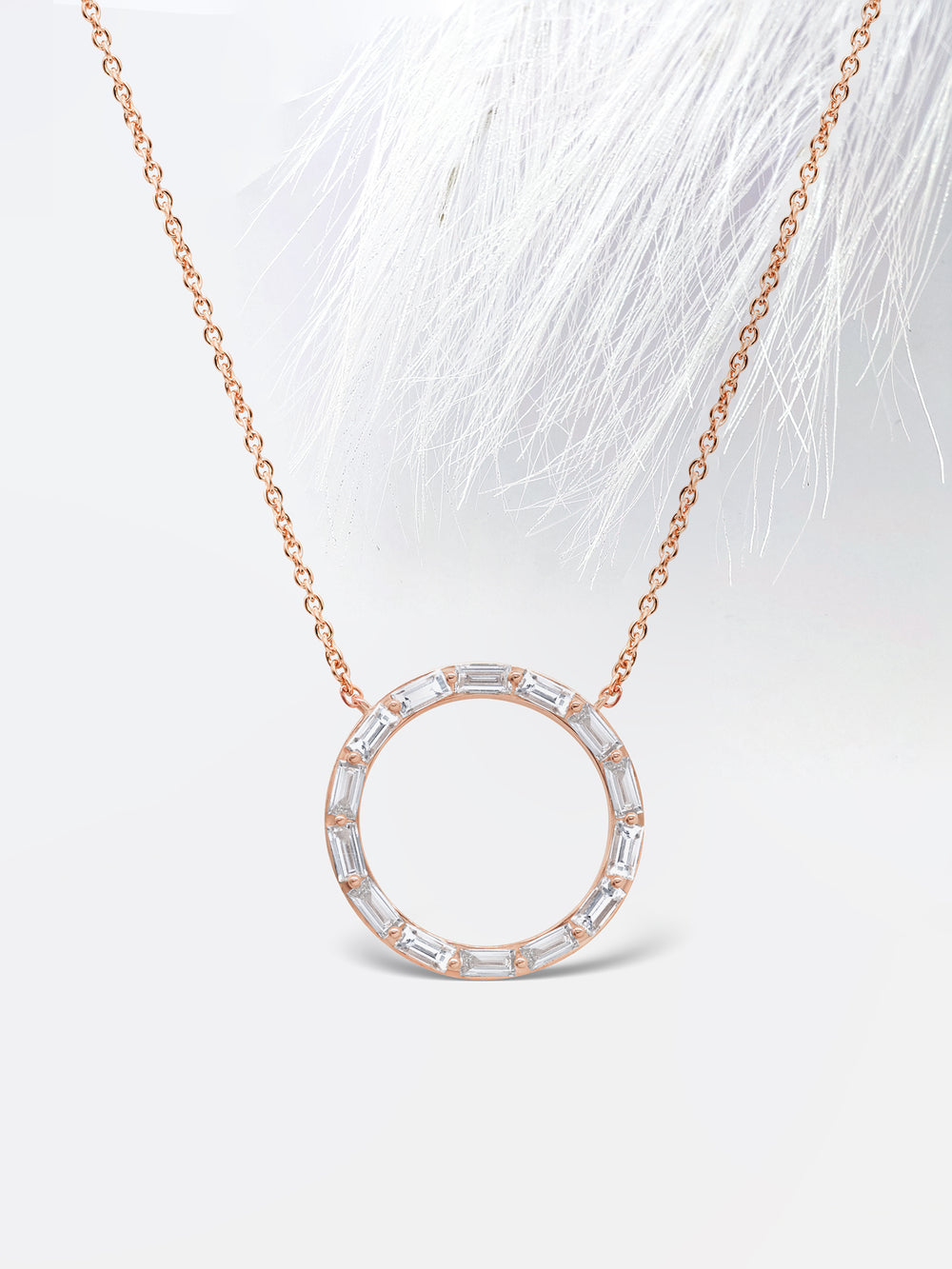 Diamond Moissanite Baguette Circle Necklace (Large) For Women