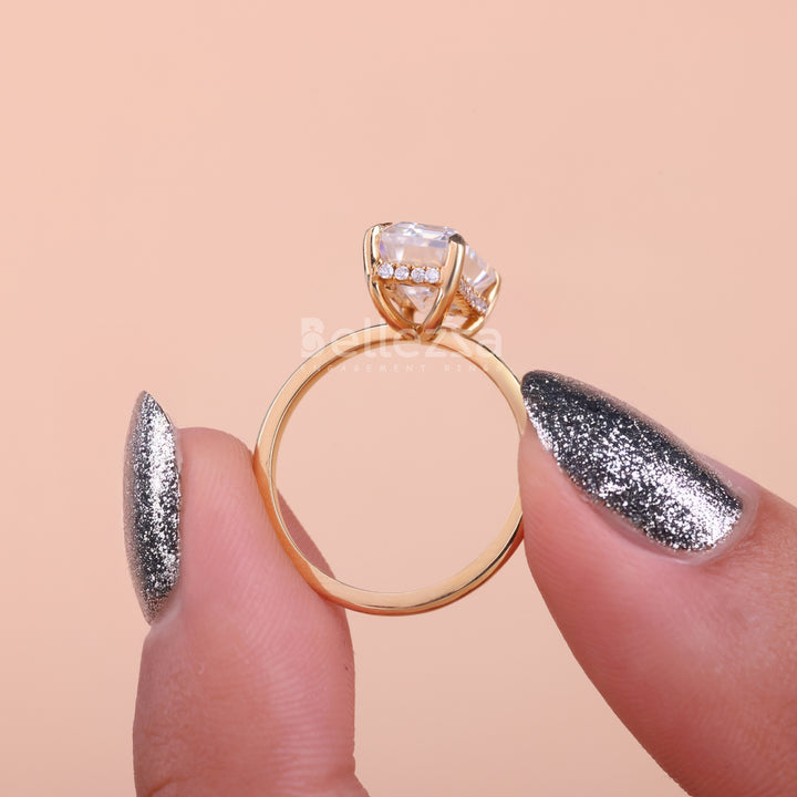 2.25CT Emerald Cut Hidden Halo Moissanite Engagement Ring - Ready to Ship