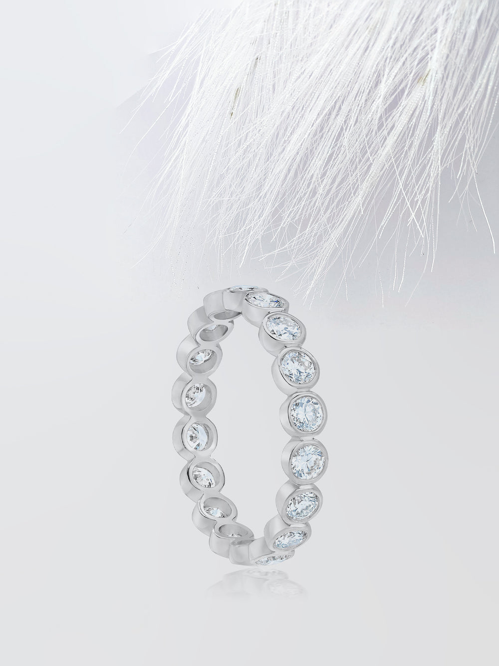 Round Cut Bezel Diamond Wedding Band For Women