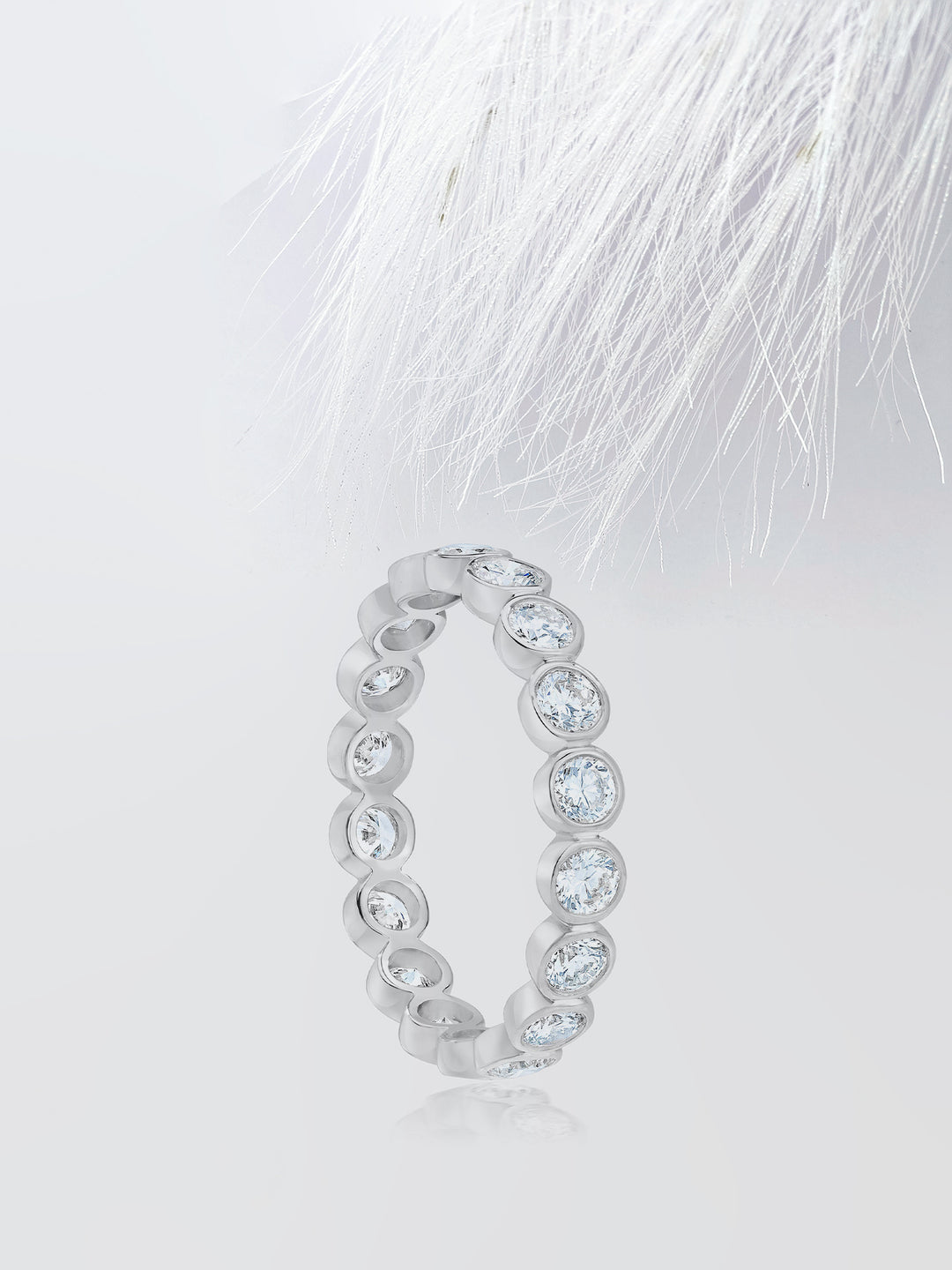 Round Cut Bezel Diamond Wedding Band For Women