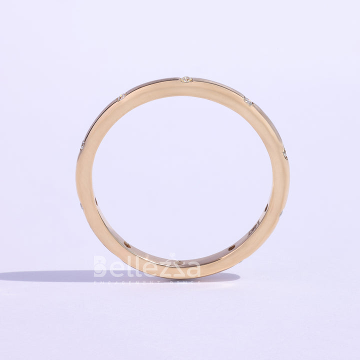 Round Diamond Flush Setting Moissanite Wedding Band - Ready To Ship