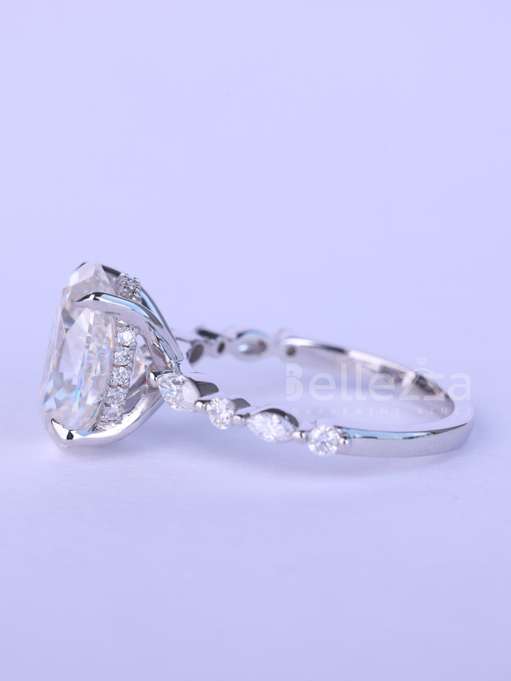1.50CT Oval Cut Diamond Pave Setting Moissanite Engagement Ring