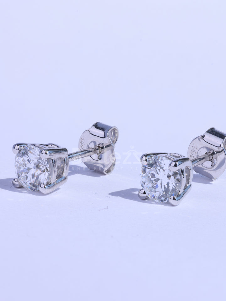 1.0TCW Round Cut Diamond Moissanite Daily Wear Stud Earrings