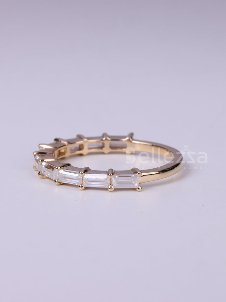 East West Baguette Cut Half Eternity Wedding Band For Her