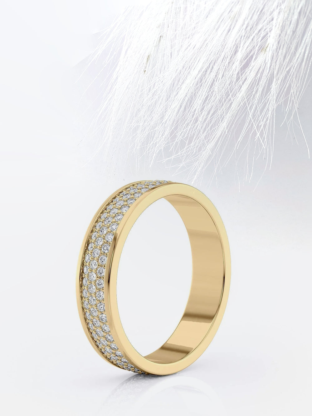 Round Cut Three Row Channel Moissanite Men's Diamond Wedding Band