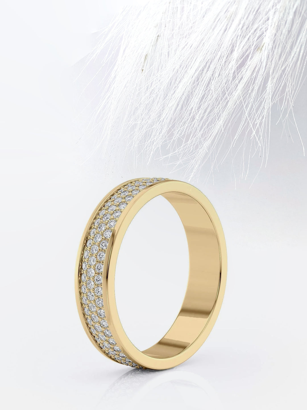 Round Cut Three Row Channel Moissanite Men's Diamond Wedding Band