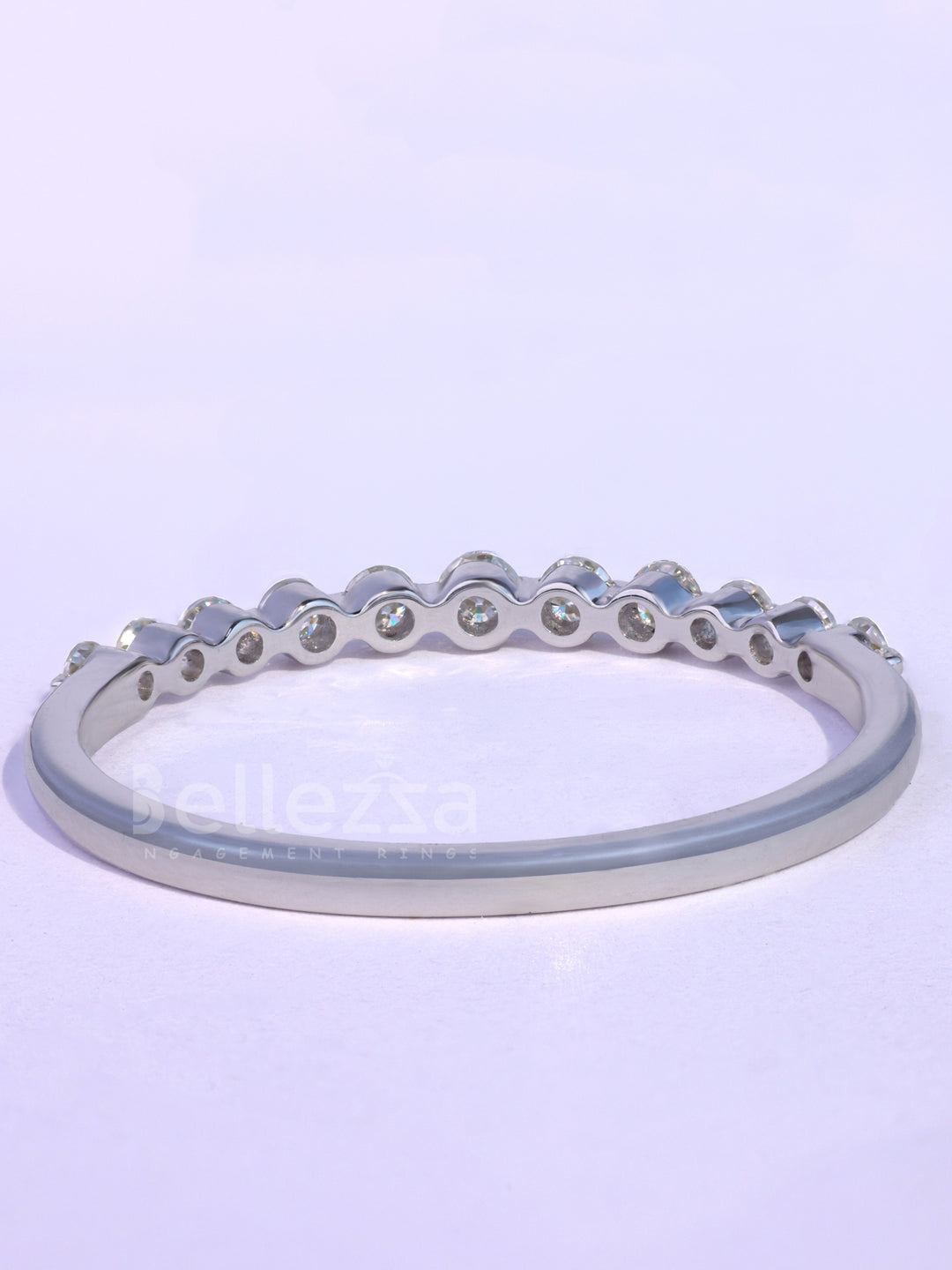 Round Cut Half Eternity Moissanite Wedding Band For Her