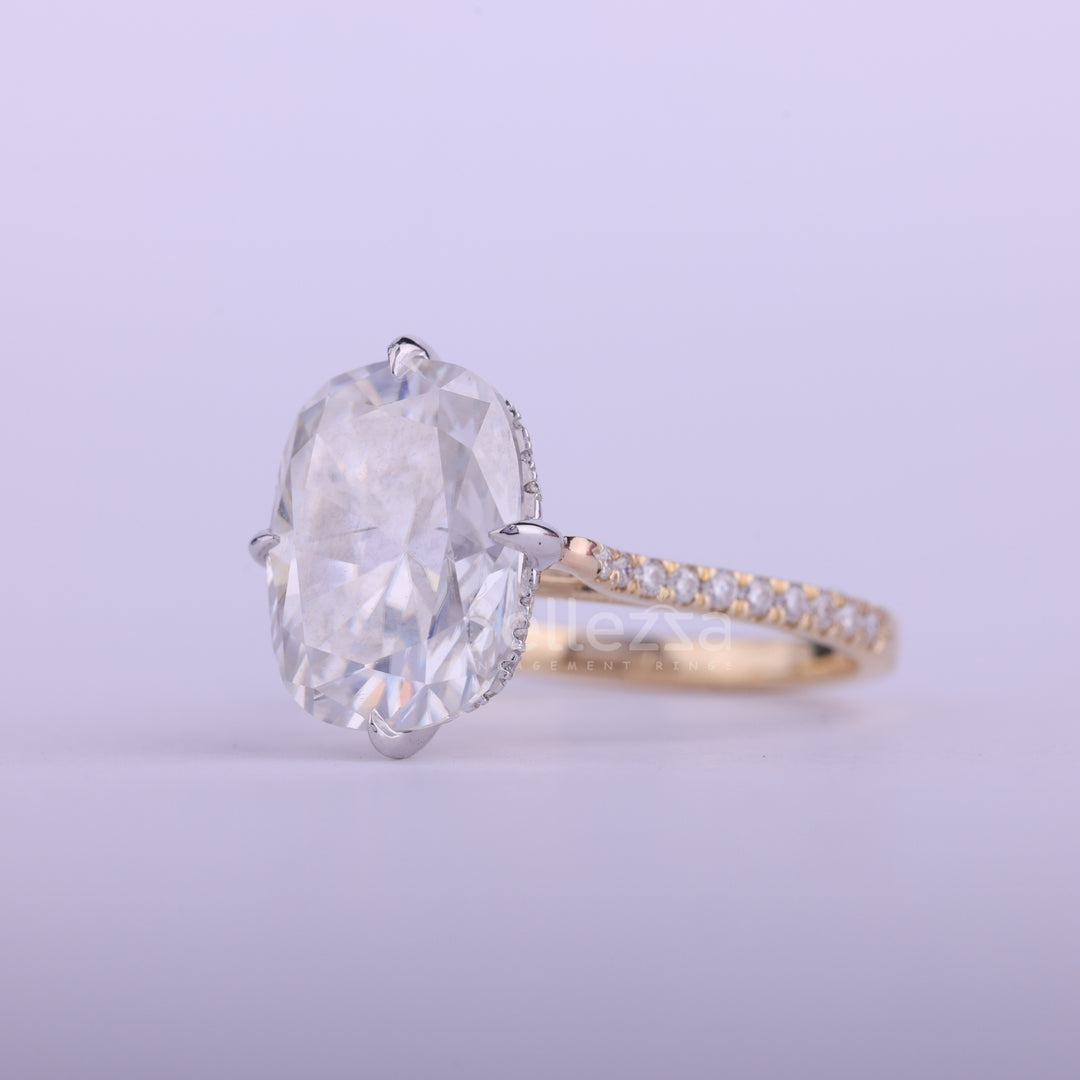 2.0CT Elongated Cushion Cut Hidden Halo Engagement Ring