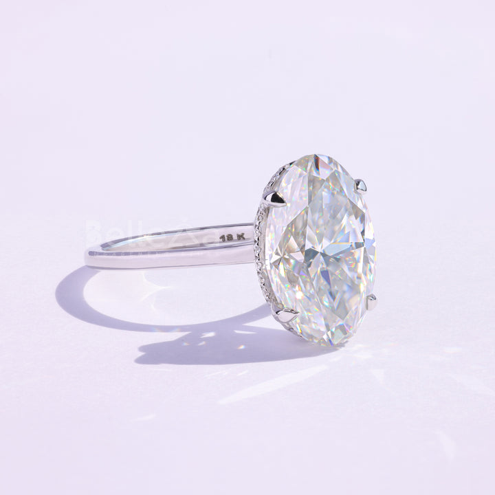 5.50CT Oval Cut Moissanite Hidden Halo Engagement Ring - Ready to ship
