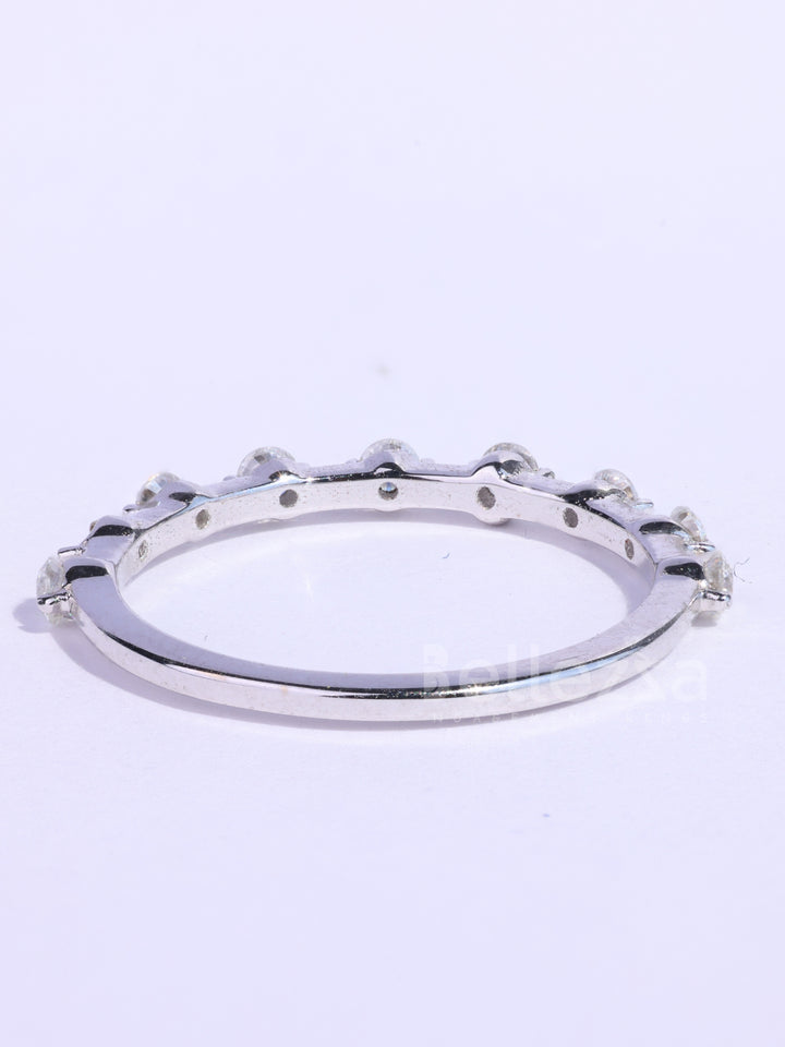 Round Cut Petite Pave Setting Moissanite Wedding Band