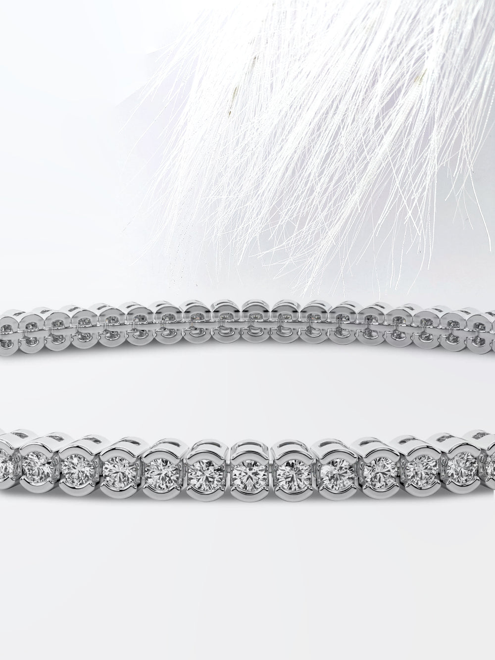 3.0ct Round Cut Half Bezel Moissanite Tennis Diamond Bracelet 14k White Gold