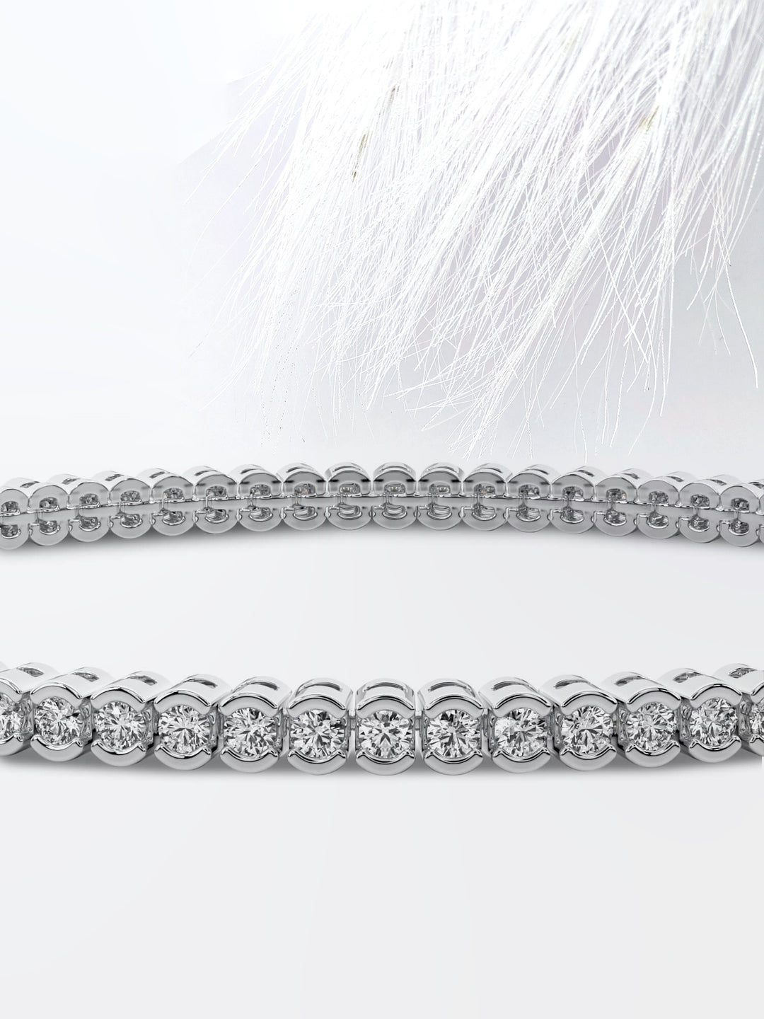 3.0ct Round Cut Half Bezel Moissanite Tennis Diamond Bracelet 14k White Gold