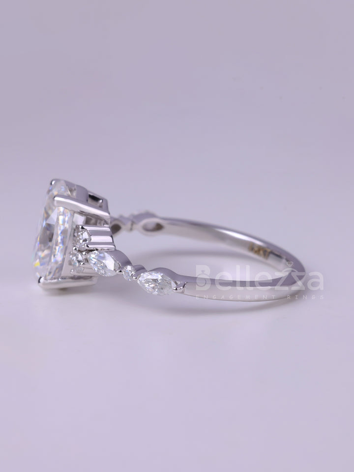 2.50CT Oval Cut Cluster Diamond Moissanite Engagement Ring