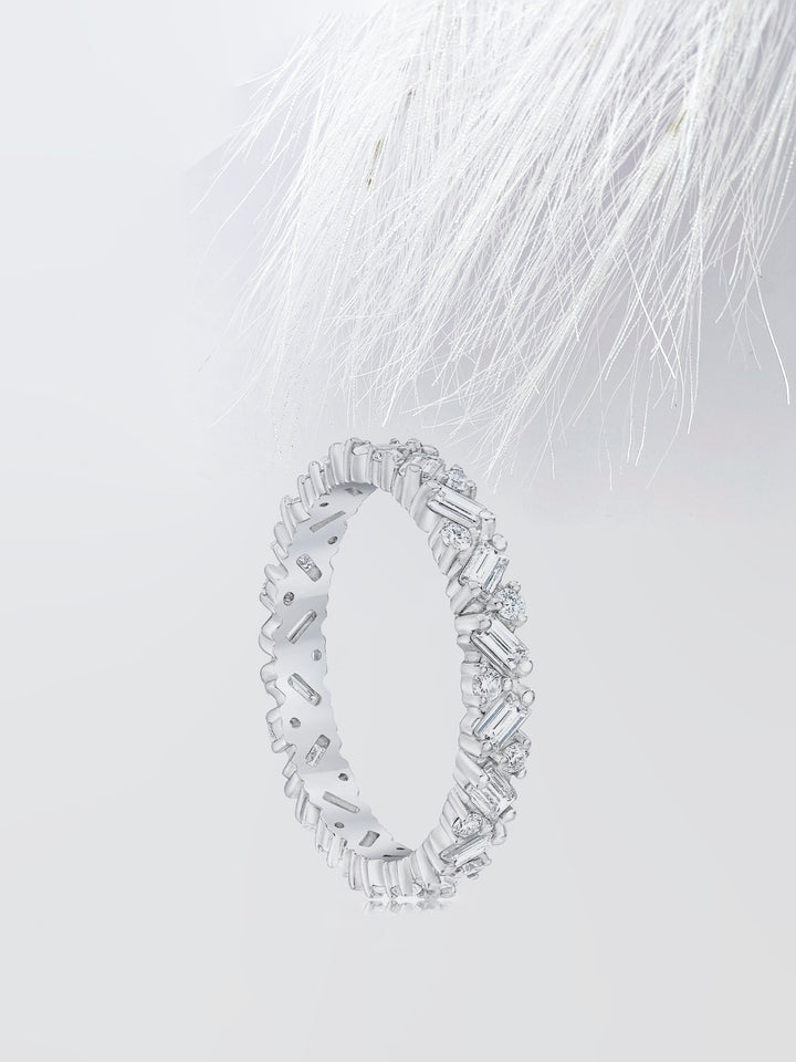 Round & Emerald Cut Cluster Diamond Wedding Band For Women