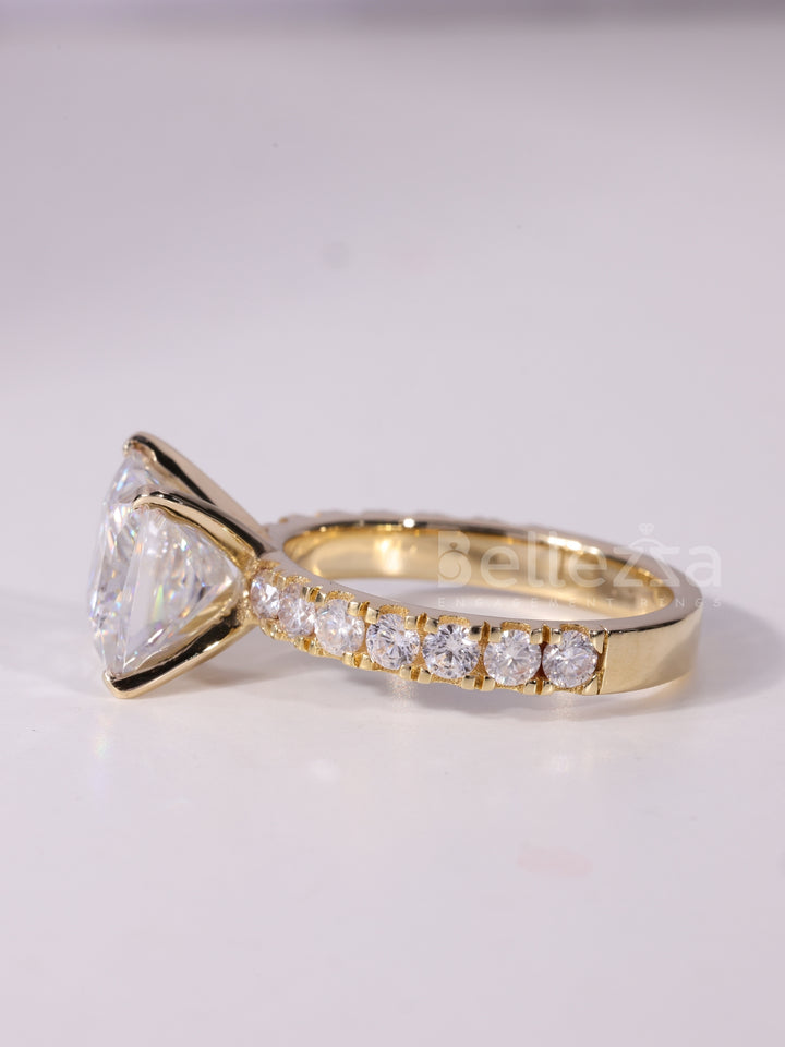 1.0CT-2.0CT Princess Cut Diamond Pave Setting Engagement Ring