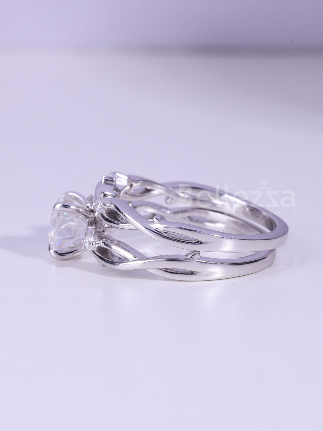 1.0CT Round Cut Diamond Nature Inspired Bridal Ring Set