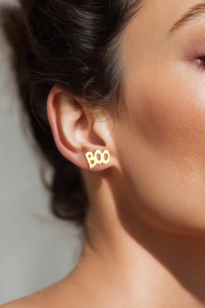 14K Boo Halloween Earrings for Women