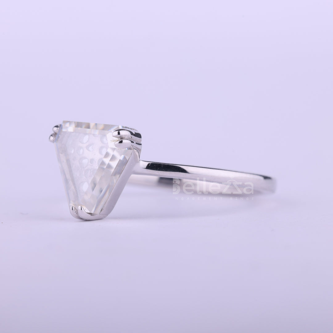 1.0CT Shield Cut Diamond Moissanite Solitaire Engagement Ring