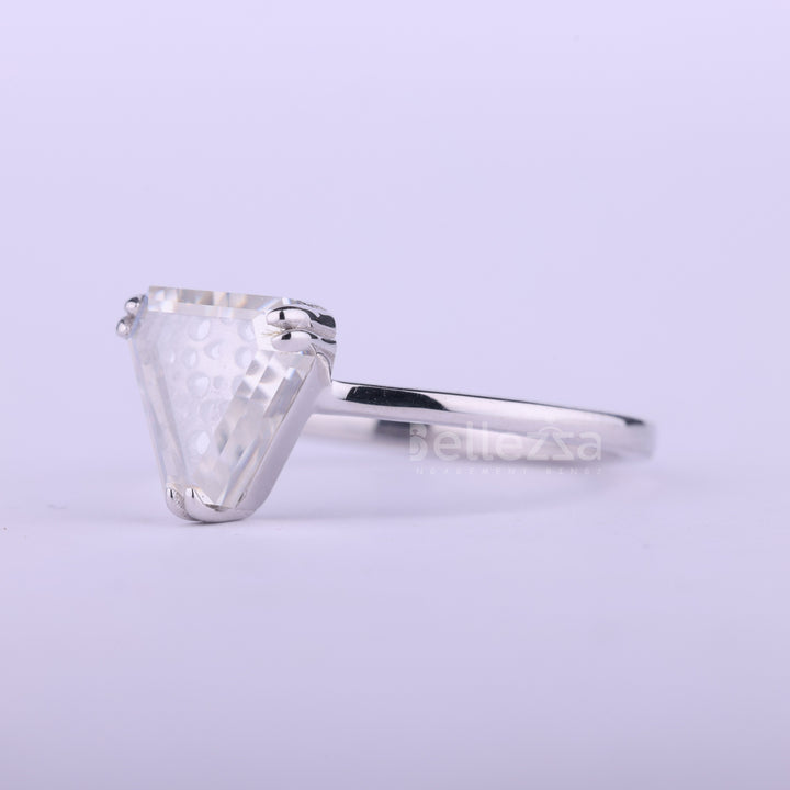 1.0CT Shield Cut Diamond Moissanite Solitaire Engagement Ring