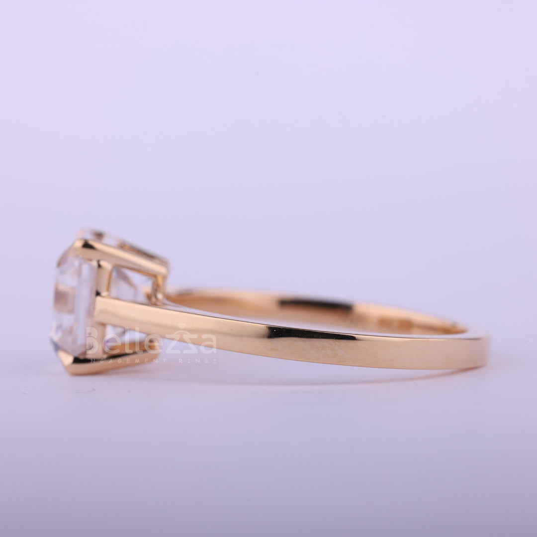 1.50CT Asscher Cut Solitaire Moissanite Engagement Ring