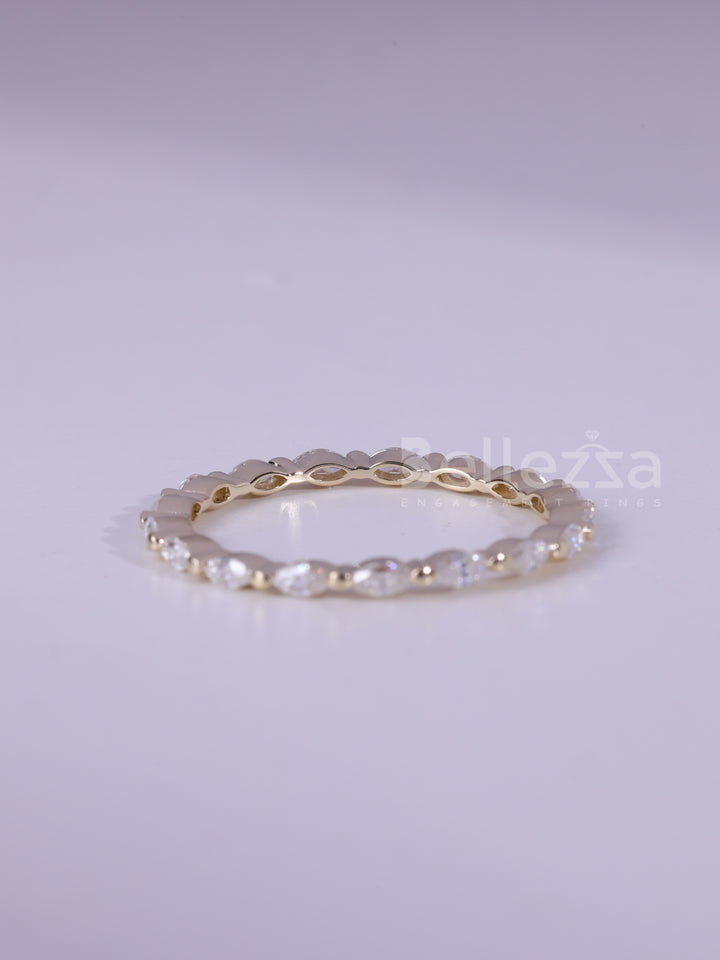 Marquise Cut Minimalist Eternity Wedding Band