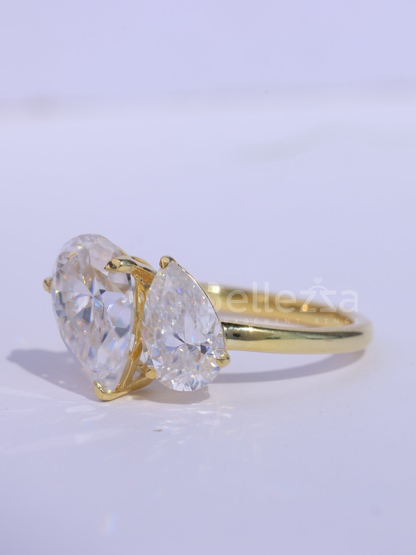 1.50CTW Pear Cut Alternaative Toi Et Moi Moissanite Engagement Ring