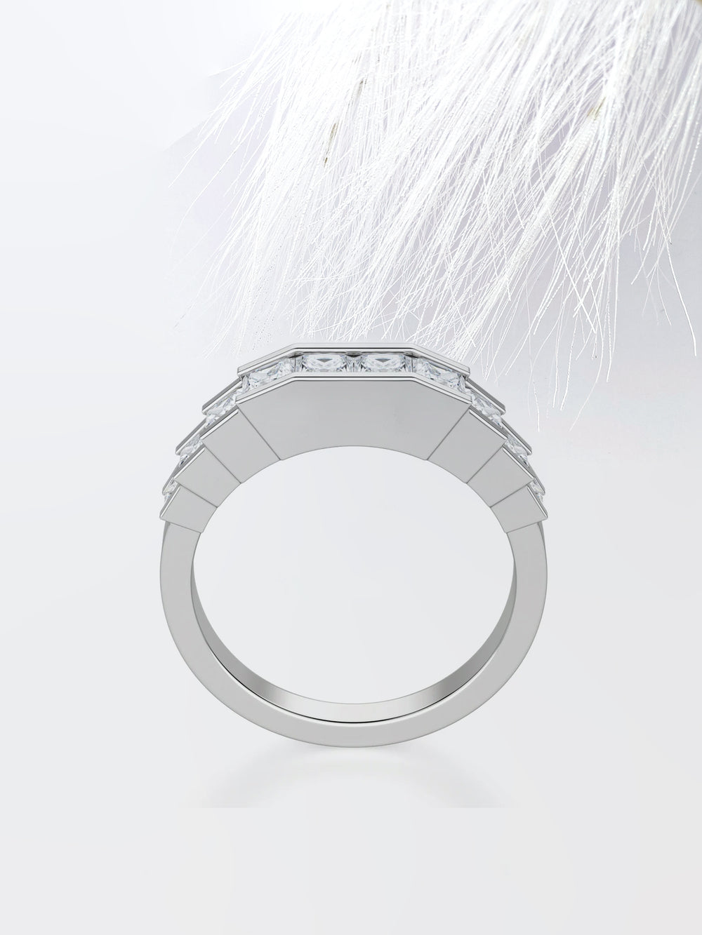 Princess Cut Channel Diamond Wedding Band For Her