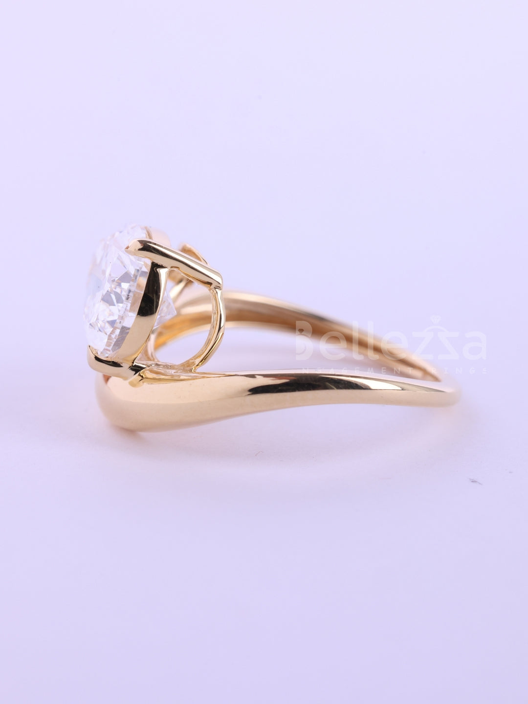 2.0CT East-West Pear Cut Curved Moissanite Solitaire Engagement Ring