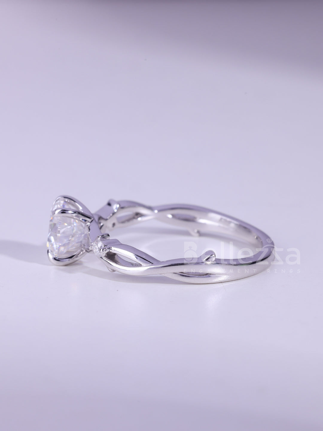 1.0CT Round Cut Diamond Nature Inspired Moissanite Engagement Ring