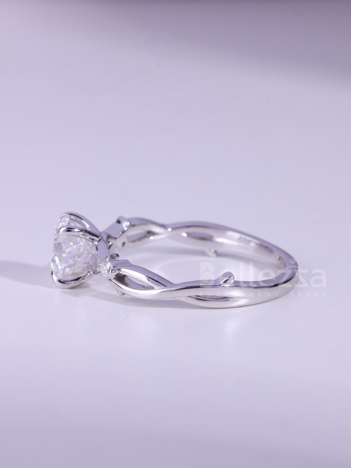 1.0CT Round Cut Diamond Nature Inspired Moissanite Engagement Ring