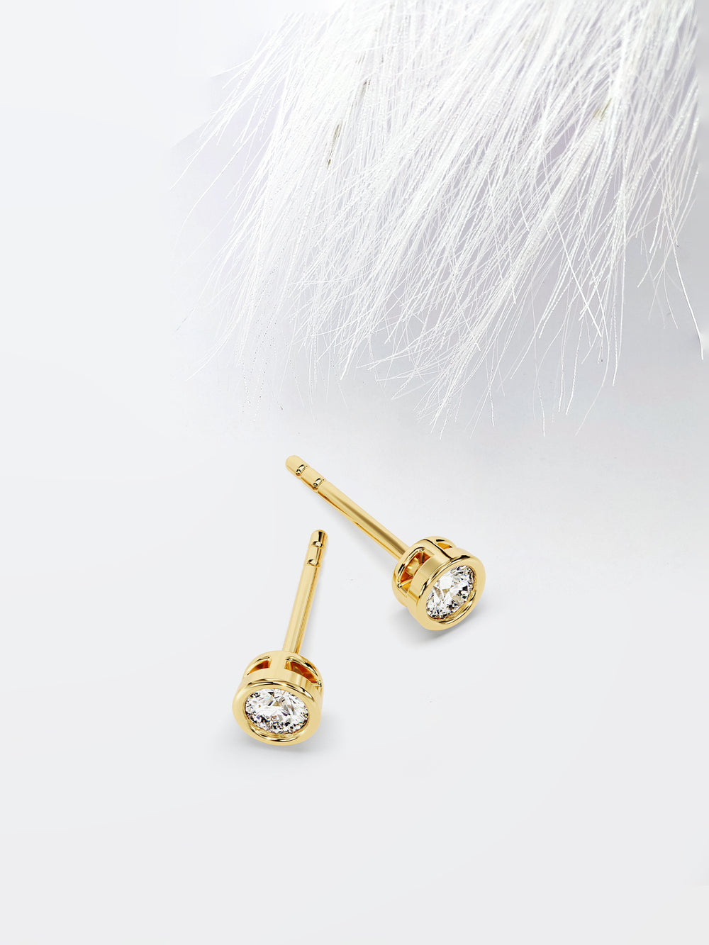 Round Cut Bezel Set Moissanite Stud Diamond Earrings For Women