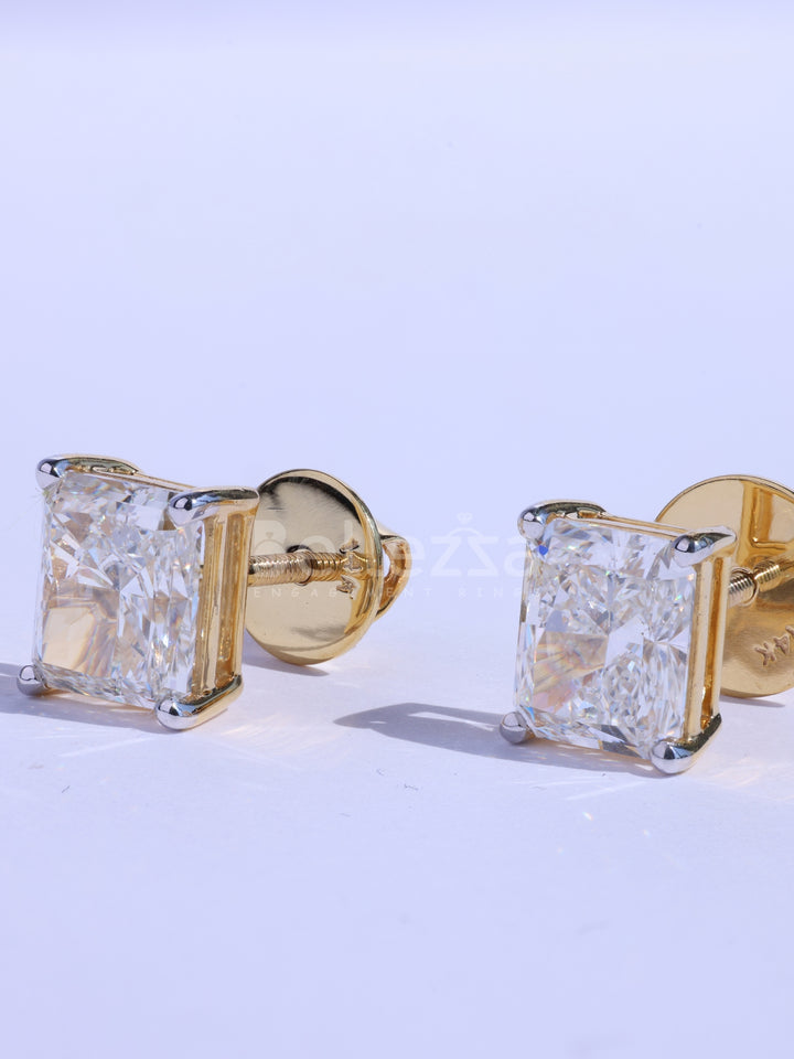 Radiant Cut Diamond Classic Solitaire Stud Earrings For Her