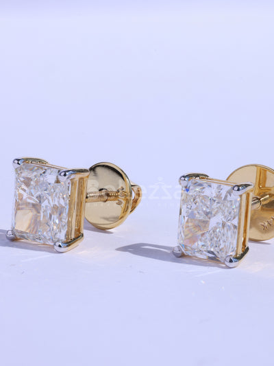 Radiant Cut Diamond Classic Solitaire Stud Earrings For Her