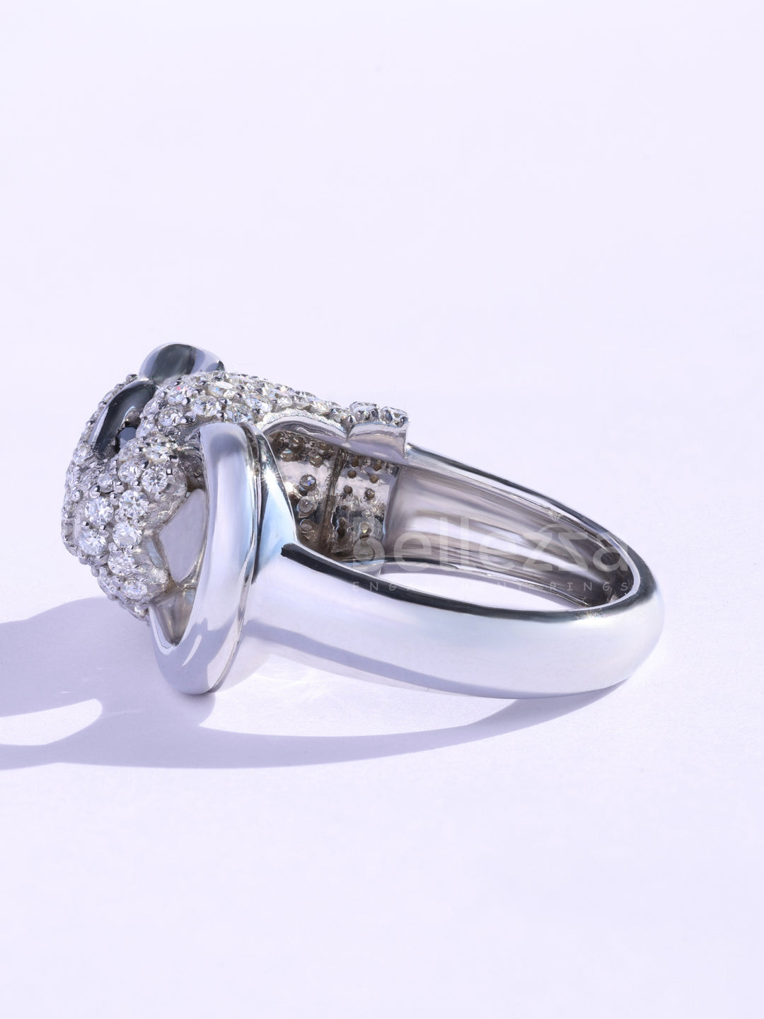 Round Cut Cluster Diamond Lion Face Moissanite Men's Ring