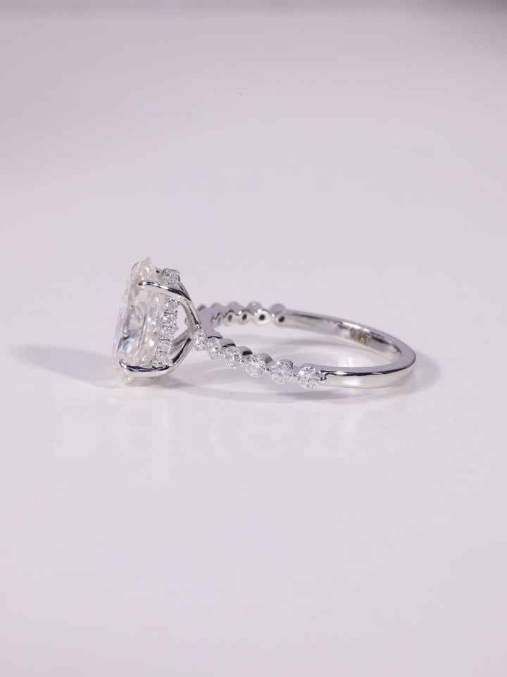 1.0CT-3.0CT Oval Cut Pave Setting Moissanite Engagement Ring